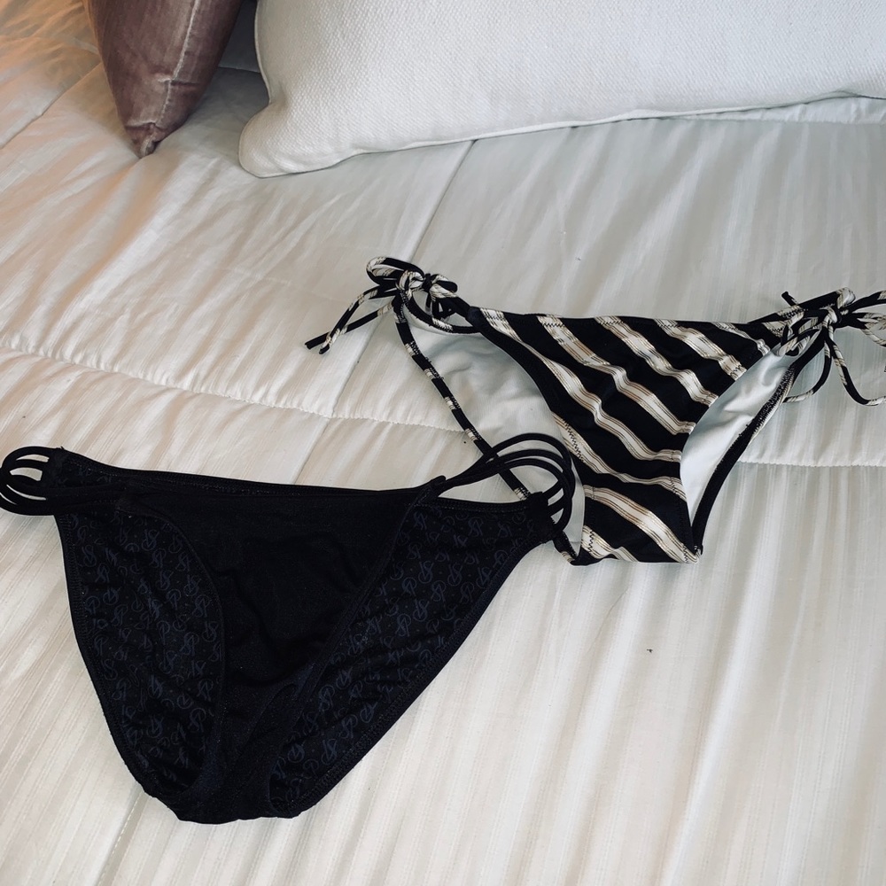 2 black bikini bottoms